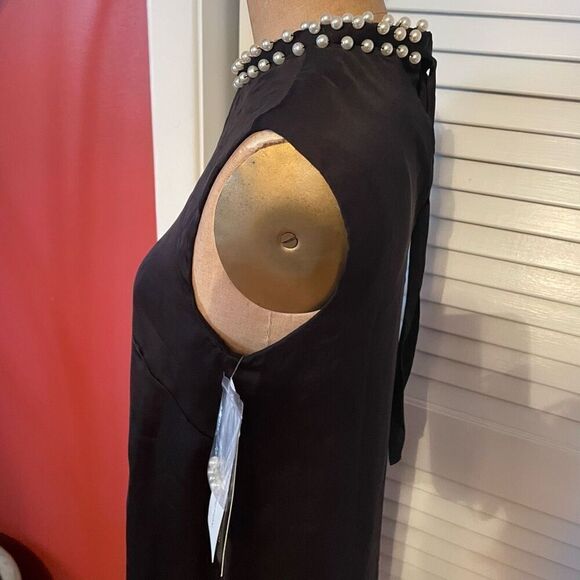 FRENCH CONNECTION | black high pearl neckline sleeveless party dress 2 NWT - Picture 9 of 10